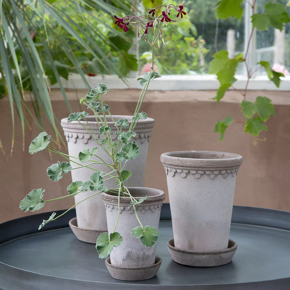 Blumentopf mit Unterteller Københavner | Grau hoch Ø: 10 cm