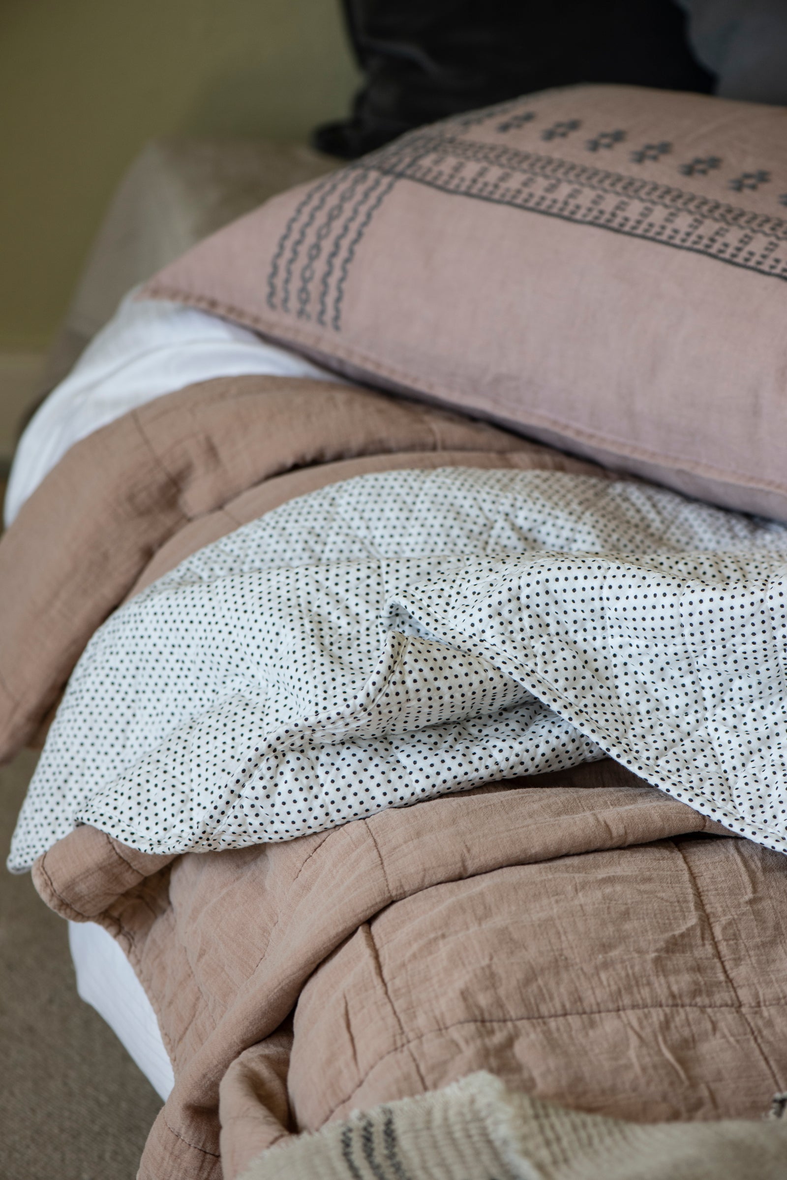 Decke PUNKTE Weiss - Schwarz