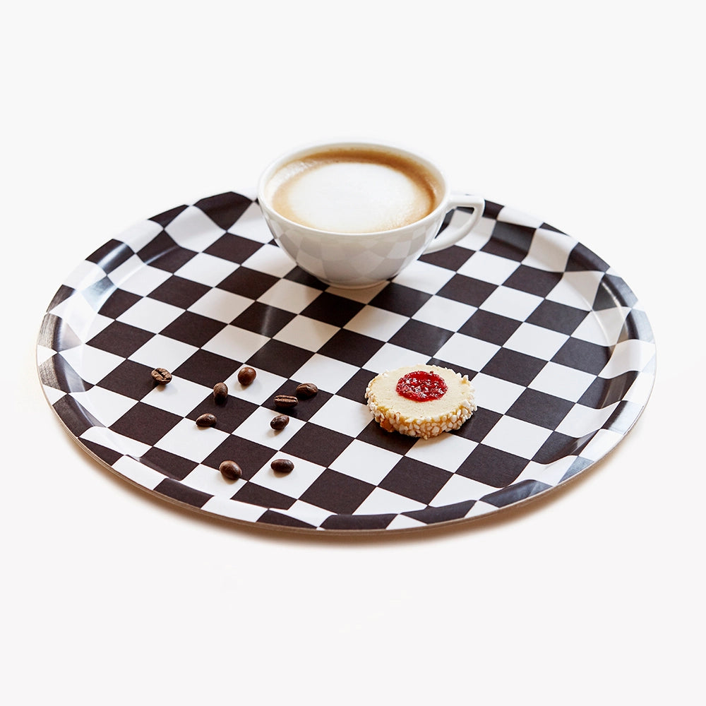 Serviertablett CHECKER Espresso | Ø: 31 cm