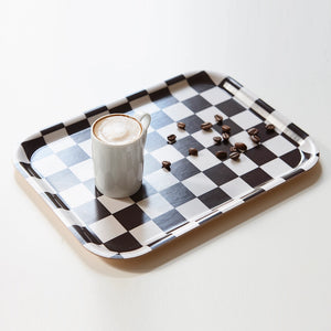 Serviertablett CHECKER Espresso / Cream | 27 x 20 cm