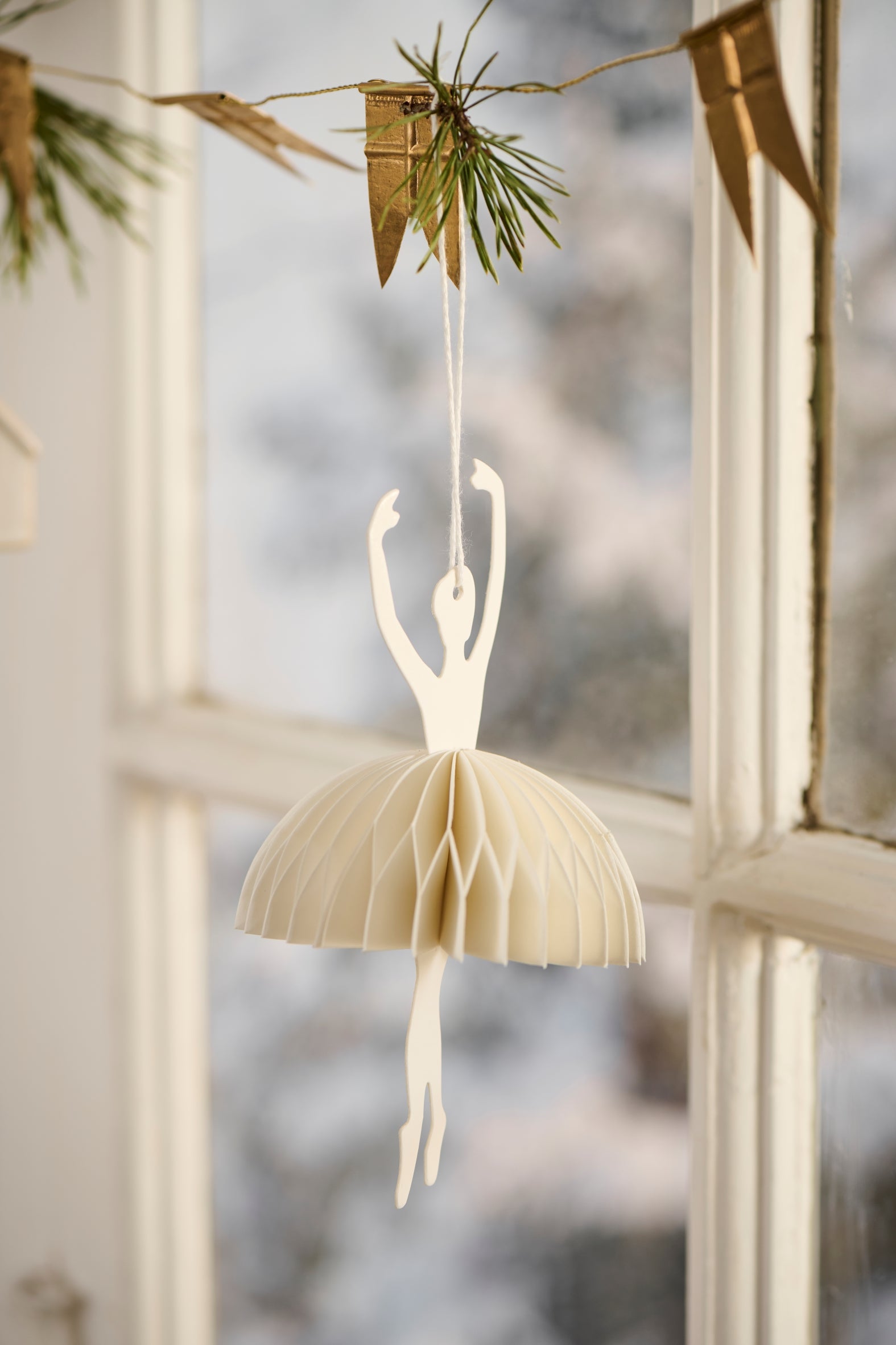 Hängedekoration Ballerina | Off-White - Gold