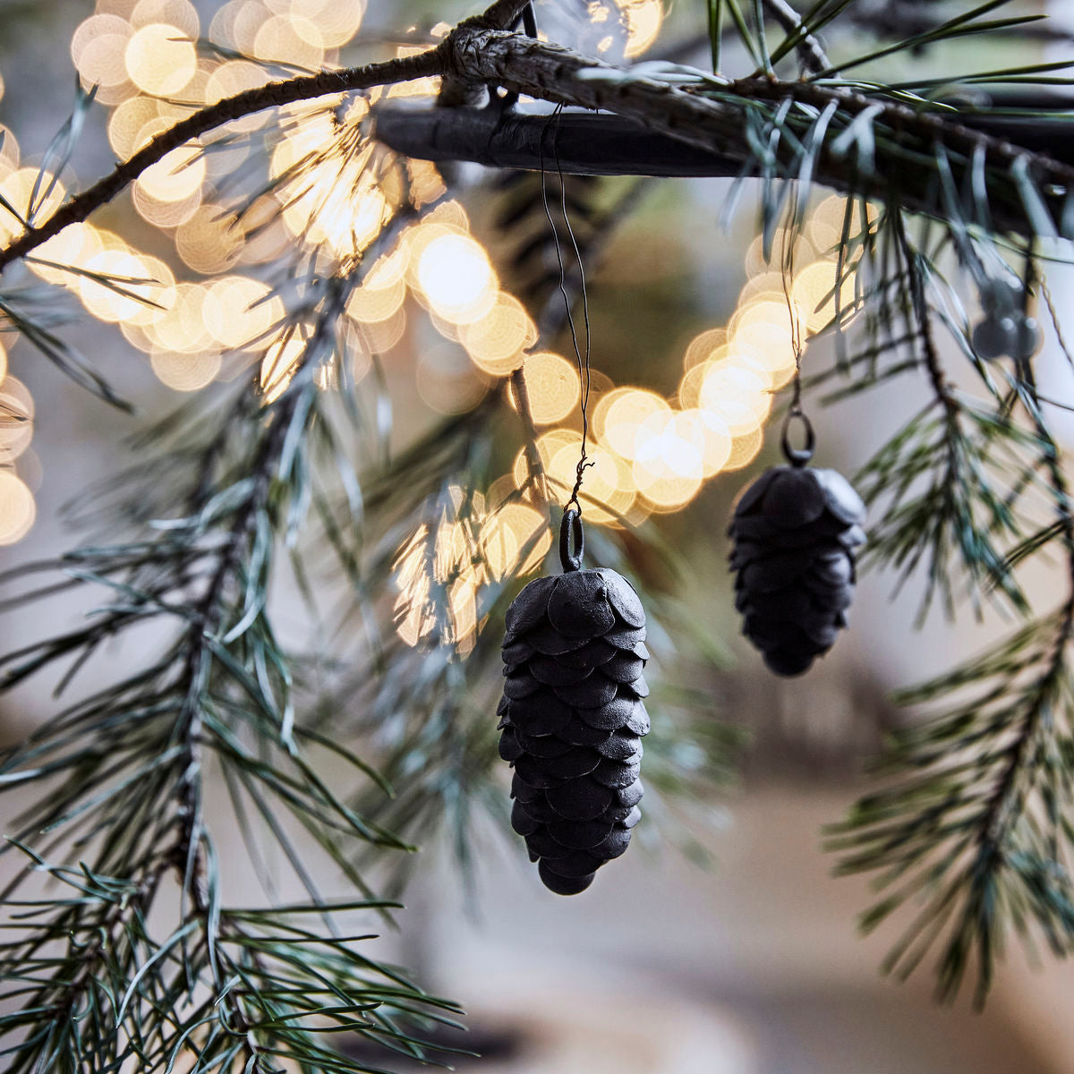 Tannenzapfenanhänger SCHWARZ | 2-er Set