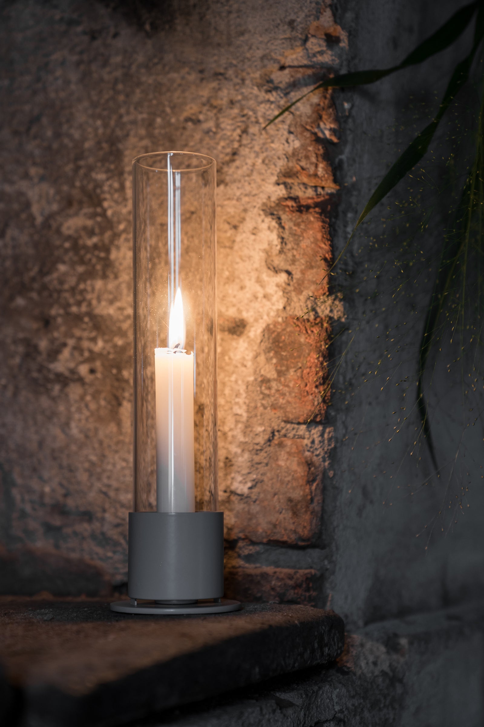 Kerzenhalter mit Glaszylinder | Off-White