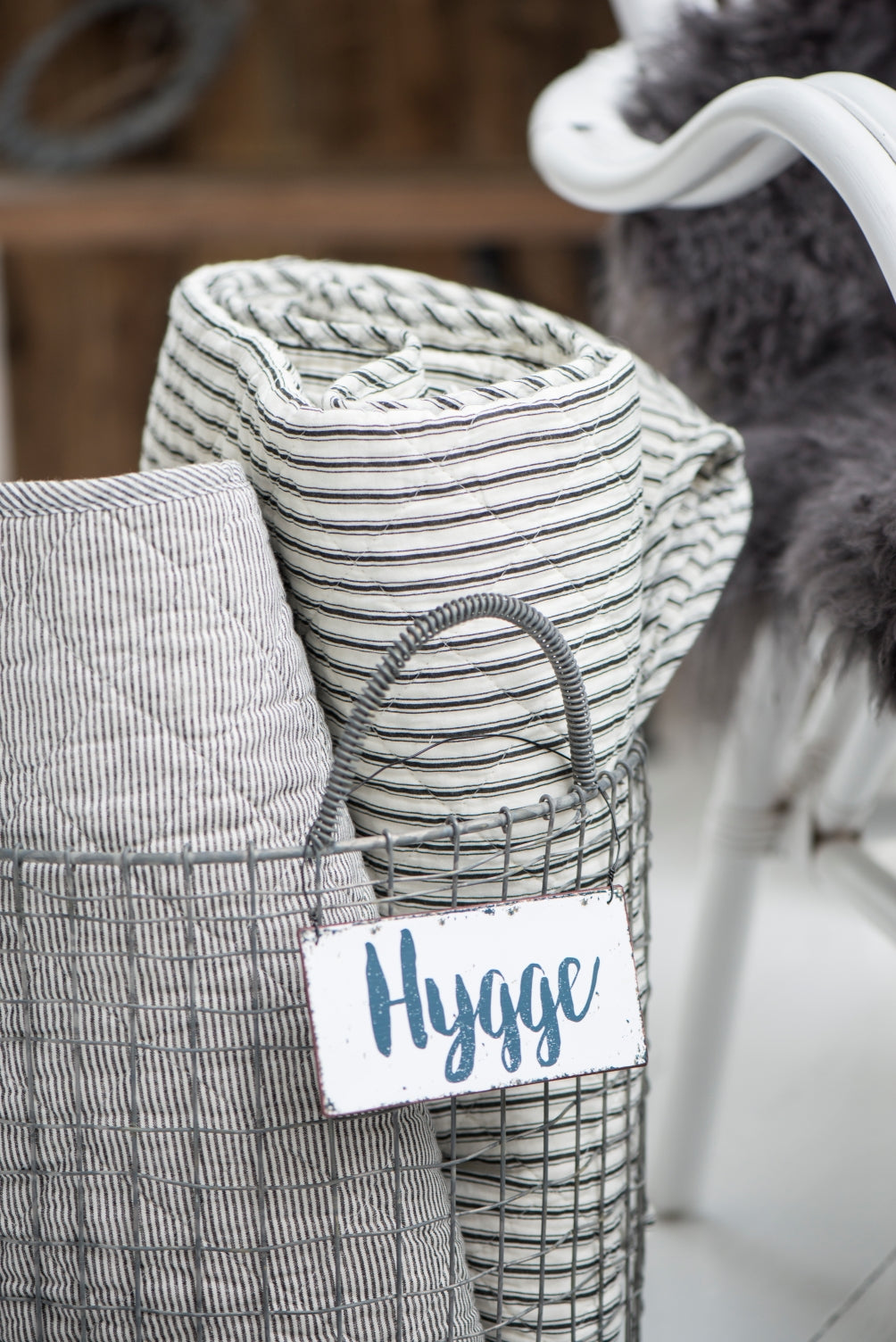 Decke | Weiss - Dunkelgrau gestreift