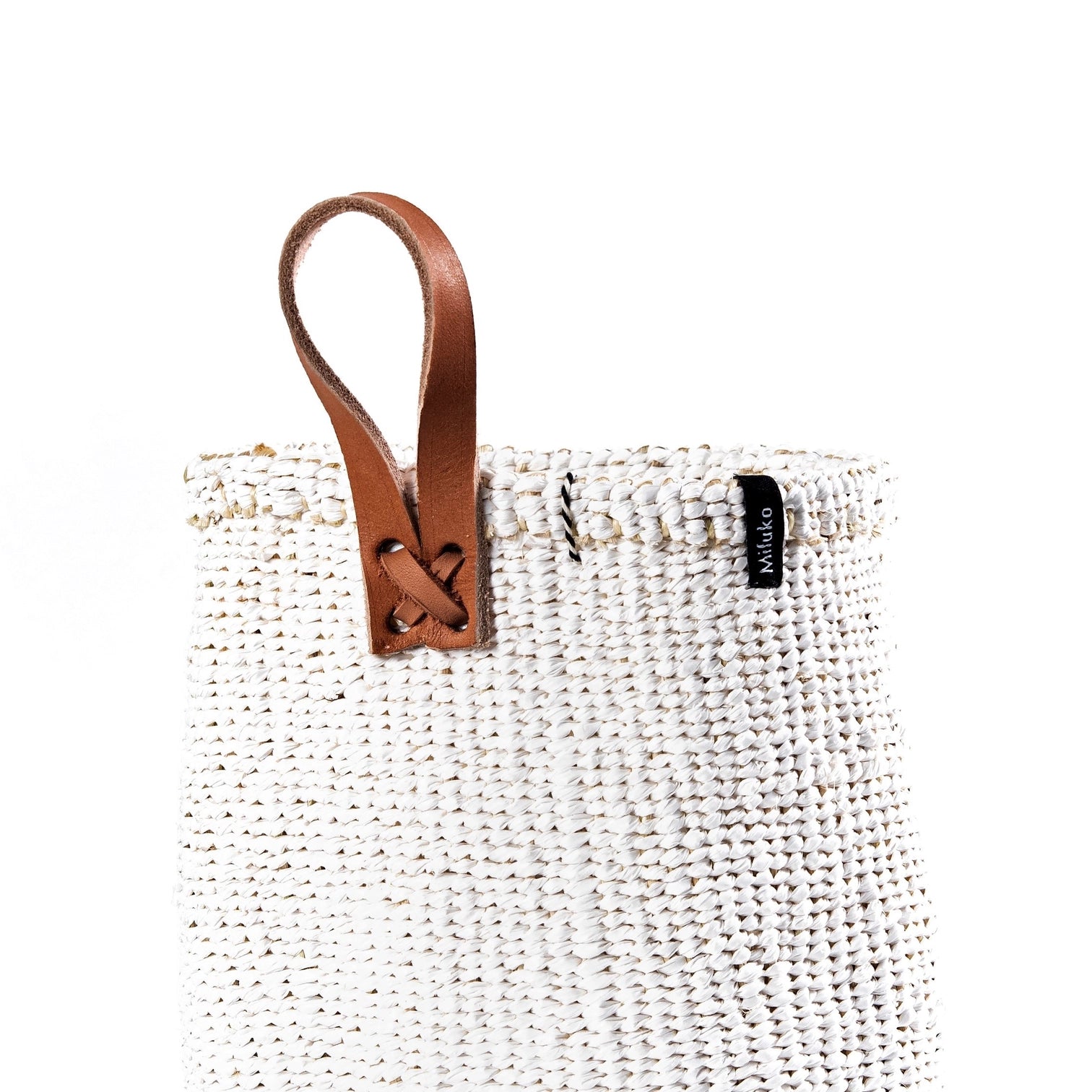 Korb KIONDO | Weiss mit Lederöse