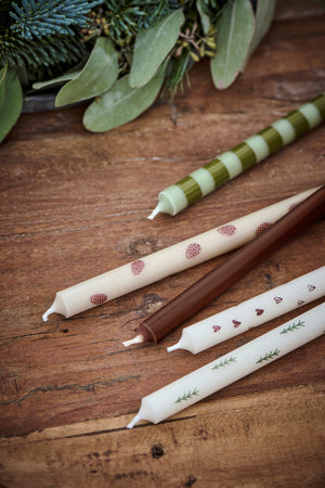 Stabkerze CELIA | Braune Herzen Ø: 1.3 cm 5er Set