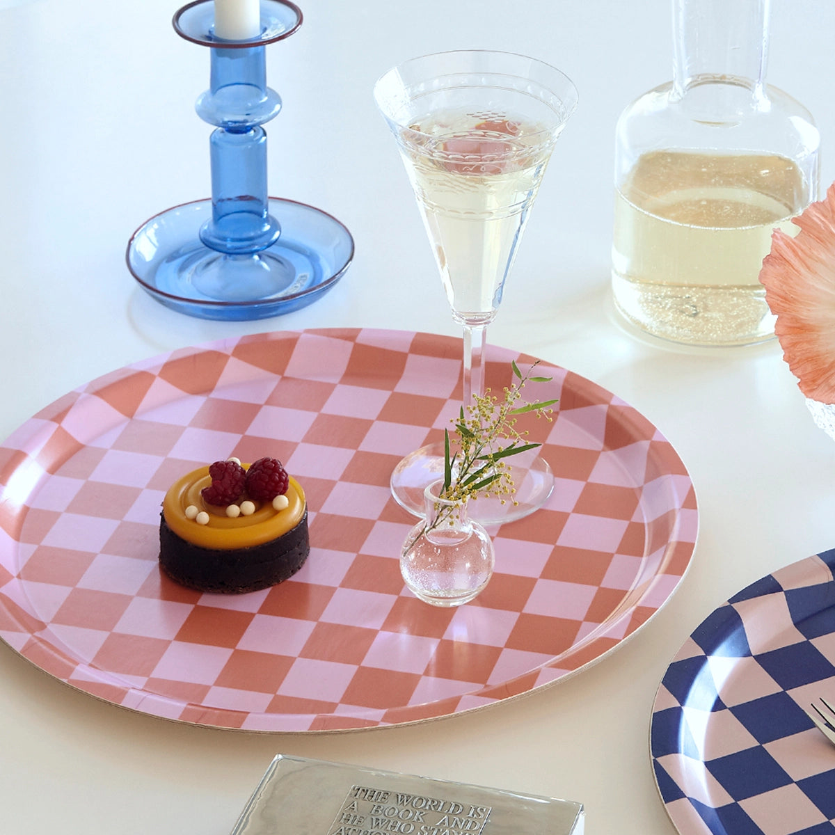 Serviertablett CHECKER Orange/ Pink Ø: 31 cm