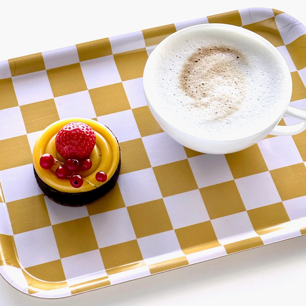 Serviertablett CHECKER Mustard 27 x 20 cm
