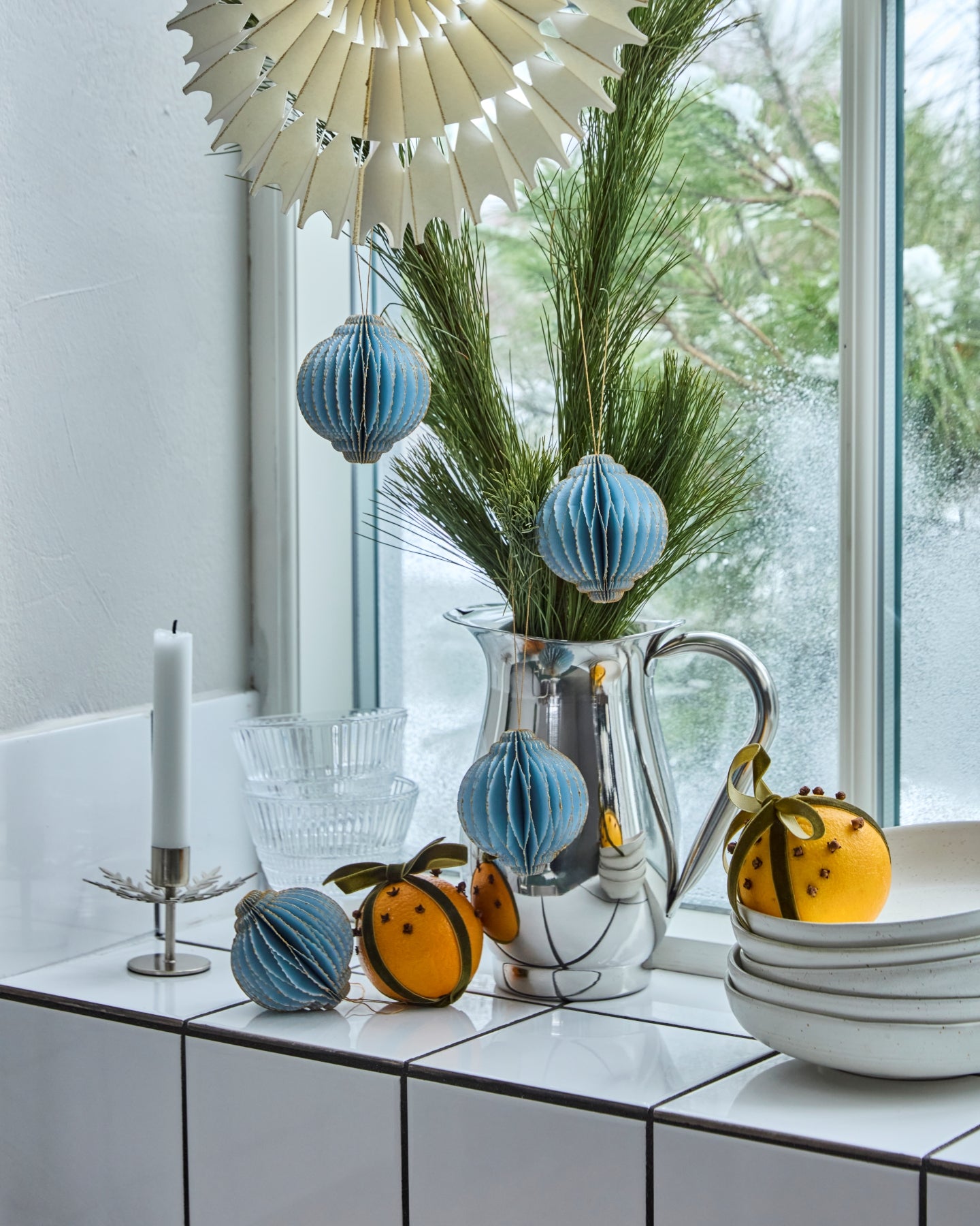 Hängeornament ALSTA Small | Light blue - Golden