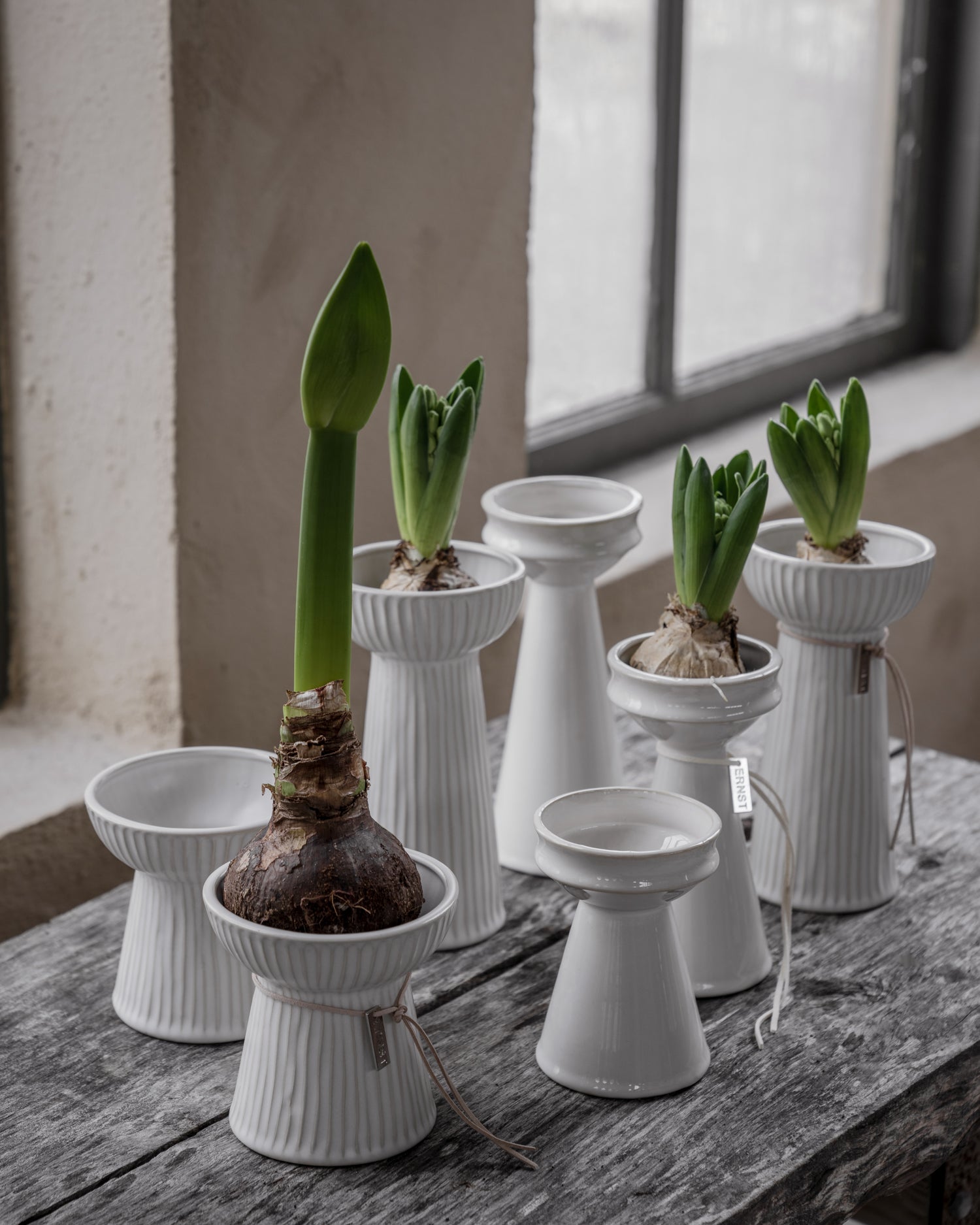 Zwiebelvase / Hyazinthenvase Steingut | Naturweiss 16 cm