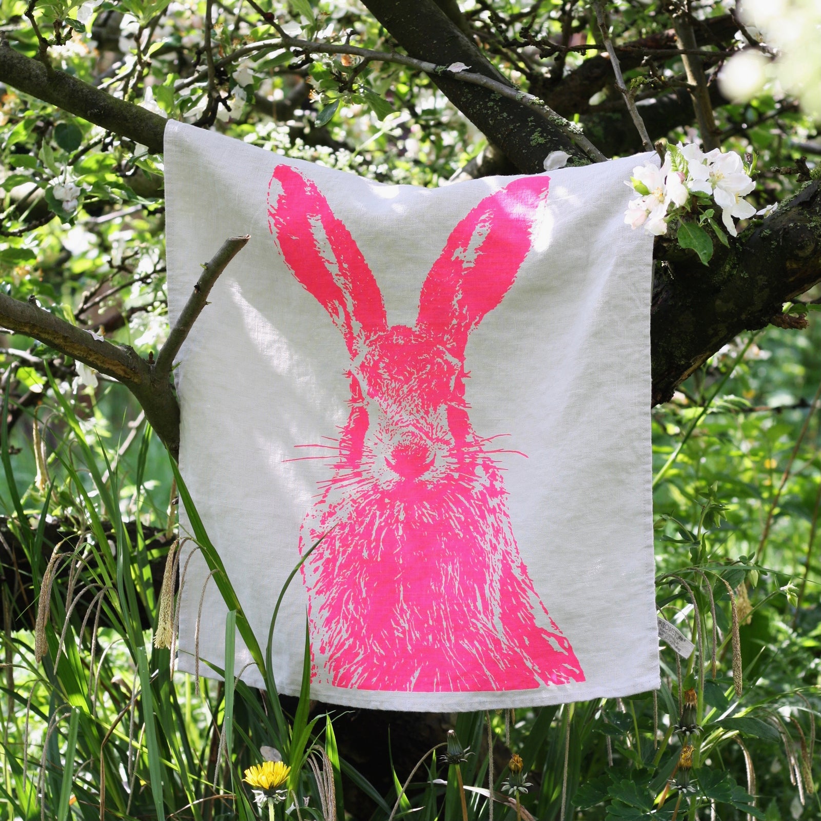 Geschirrtuch FELDHASE | Grau - Pink