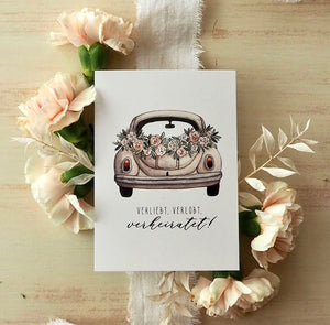 Postkarte HOCHZEITSAUTO
