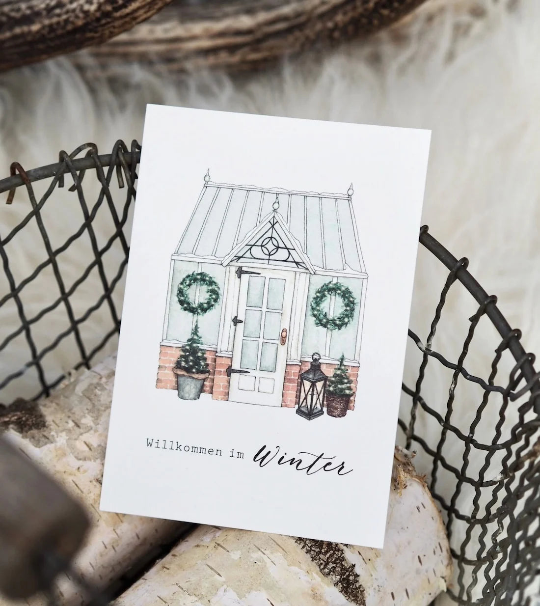Postkarte WINTER GEWÄCHSHAUS