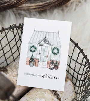 Postkarte WINTER GEWÄCHSHAUS