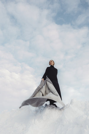 Wolldecke AURORA | Grau - Weiss