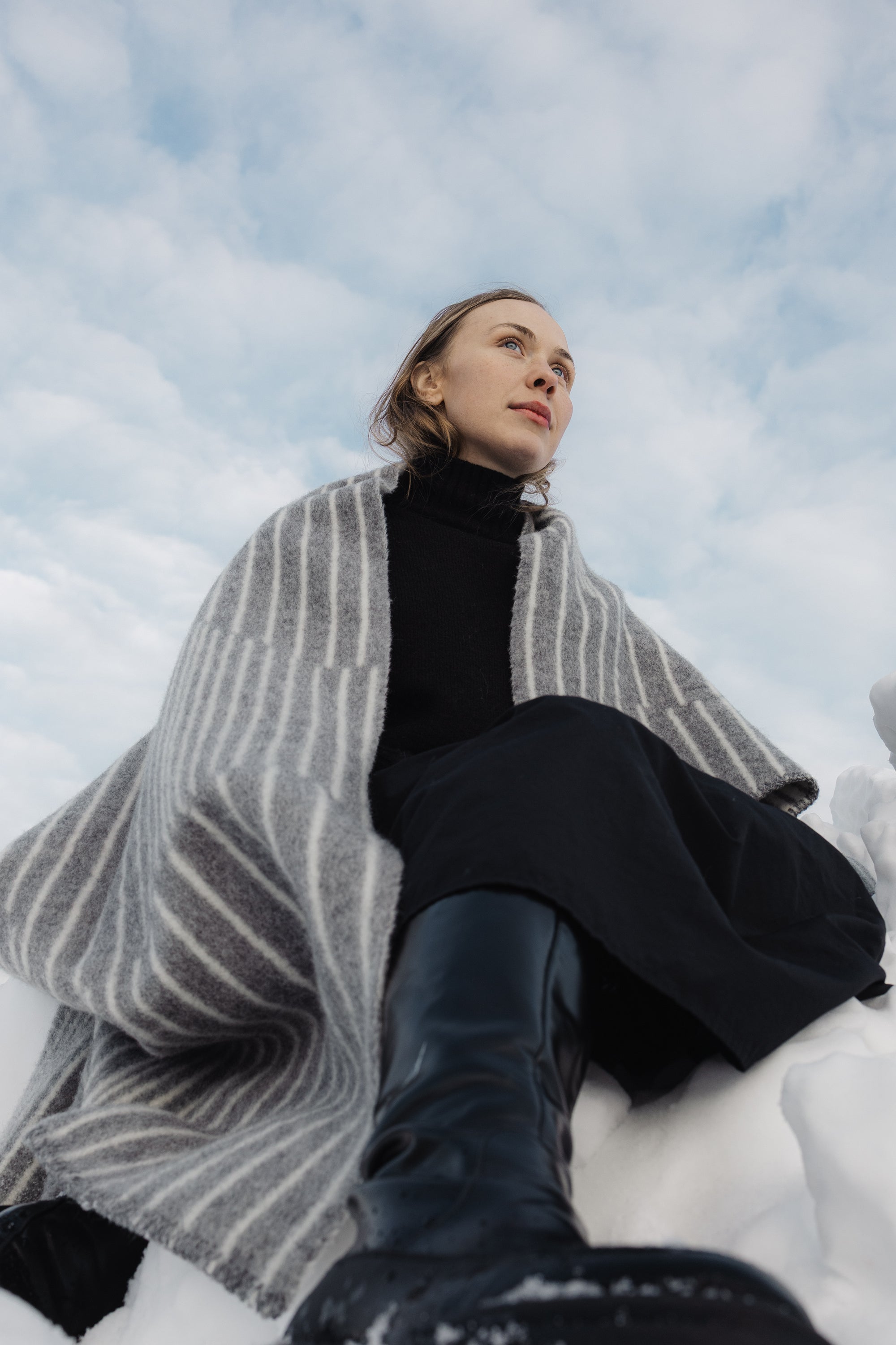 Wolldecke AURORA | Grau - Weiss