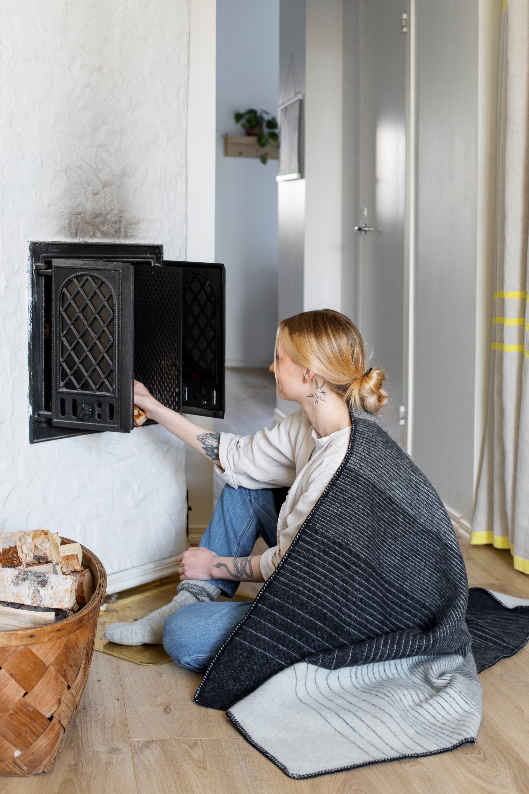 Wolldecke Kaamos | Grau - Weiss - Schwarz