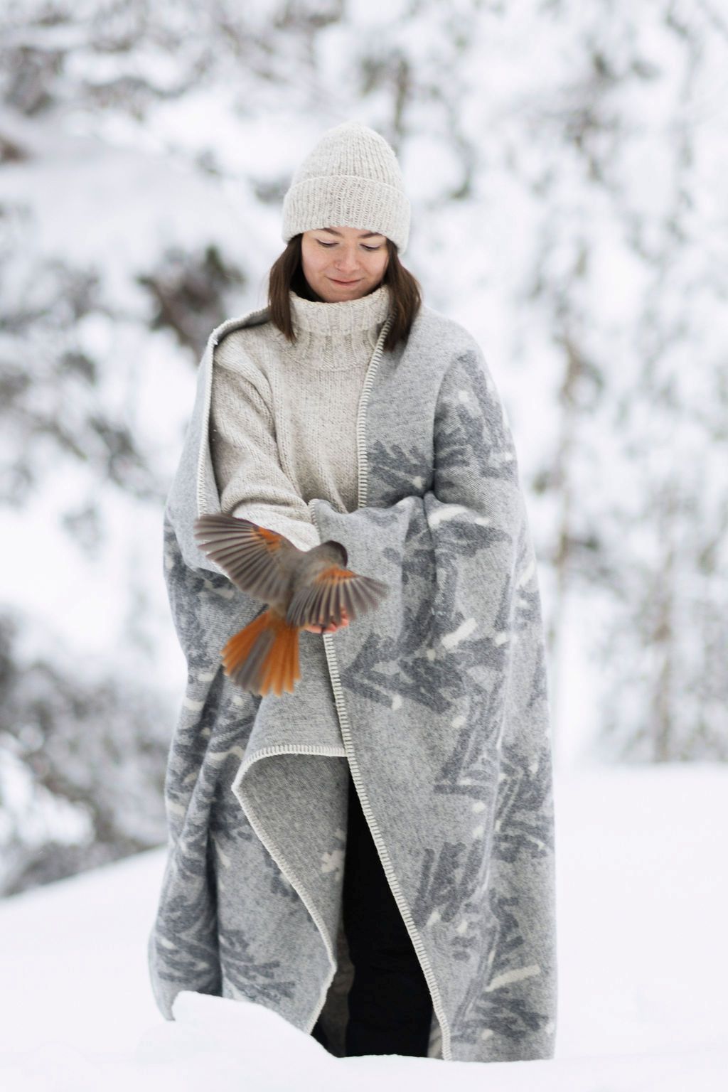 Wolldecke KUUSI | Grau - Weiss