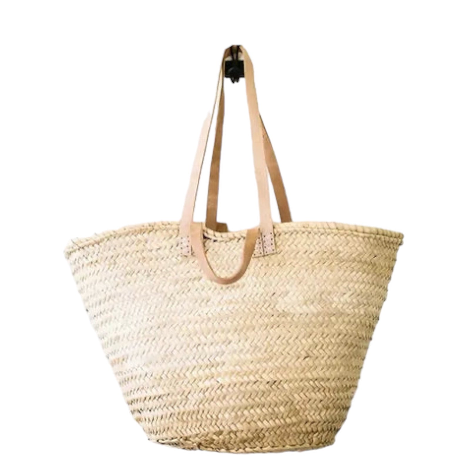 Korbtasche mit doppeltem Lederhenkel