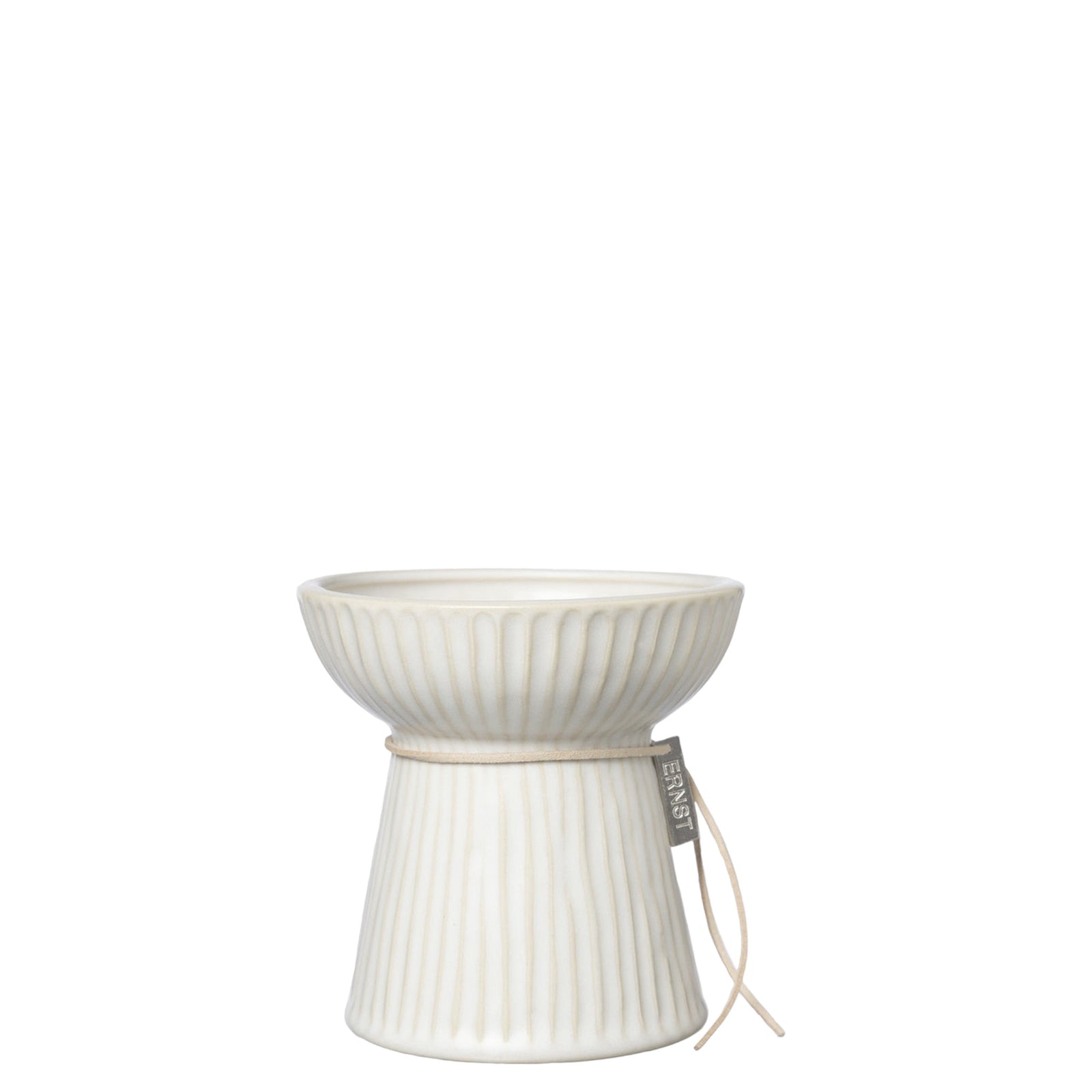 Zwiebelvase / Hyazinthenvase Steingut | Naturweiss gerillt  11 cm