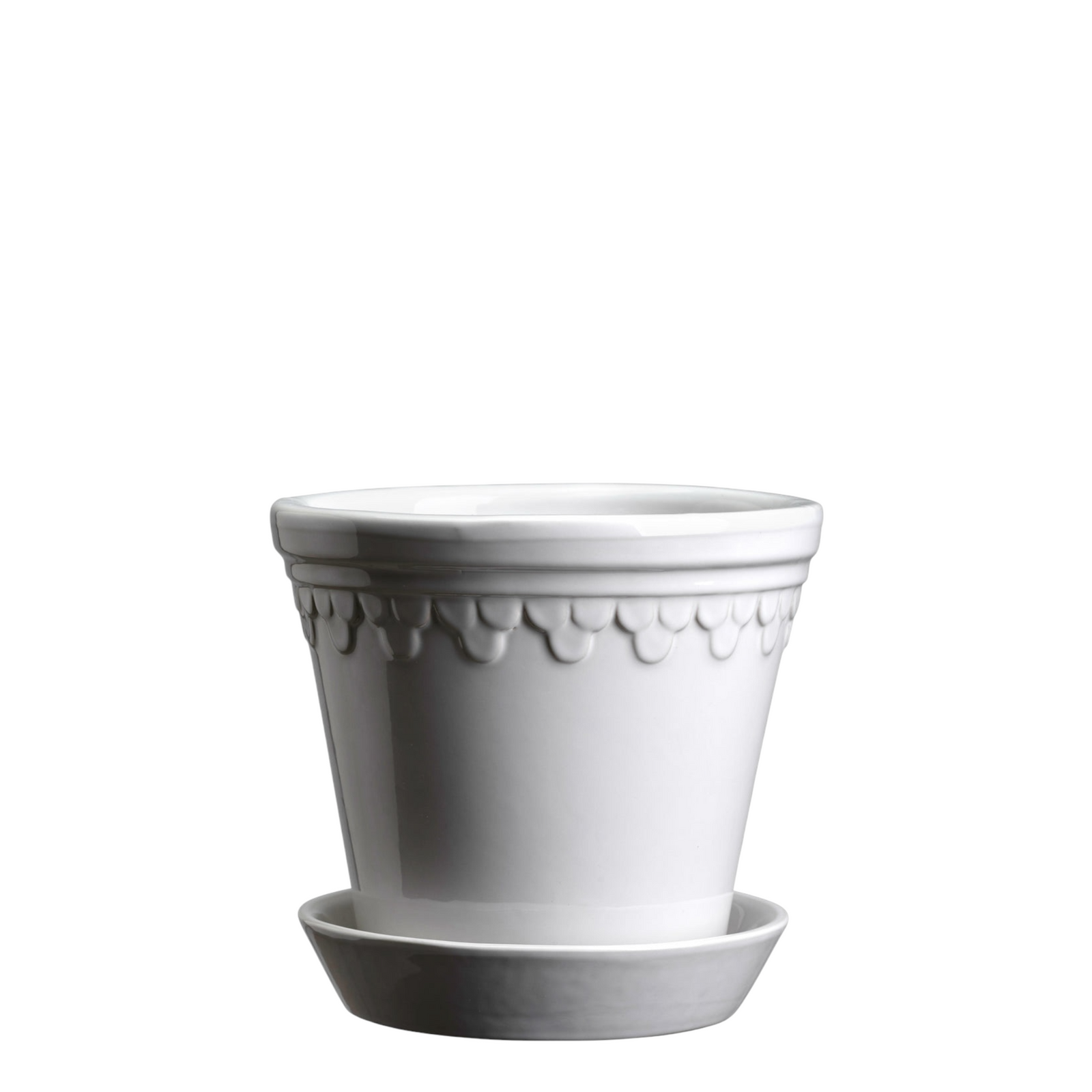 Blumentopf mit Unterteller Københavner | Weiss glasiert Ø: 18 cm