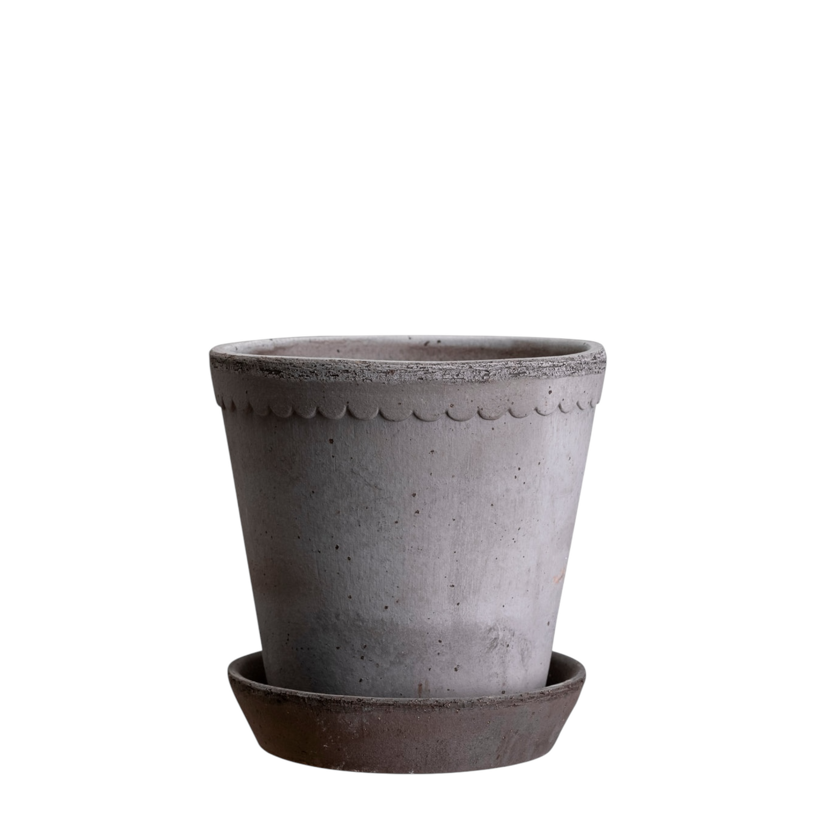 Blumentopf mit Unterteller Helena | Grau Ø: 16 cm