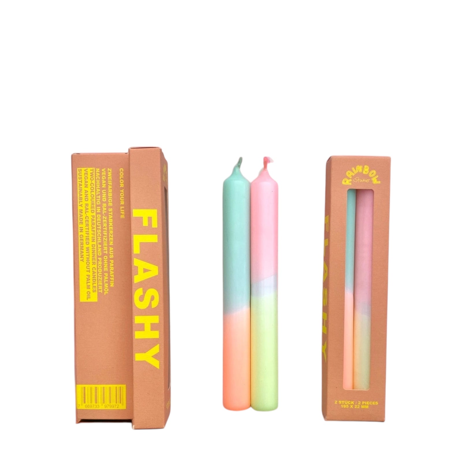 Kerzen Dip Dye RAINBOX STUDIO FLASHY | 2-er Set