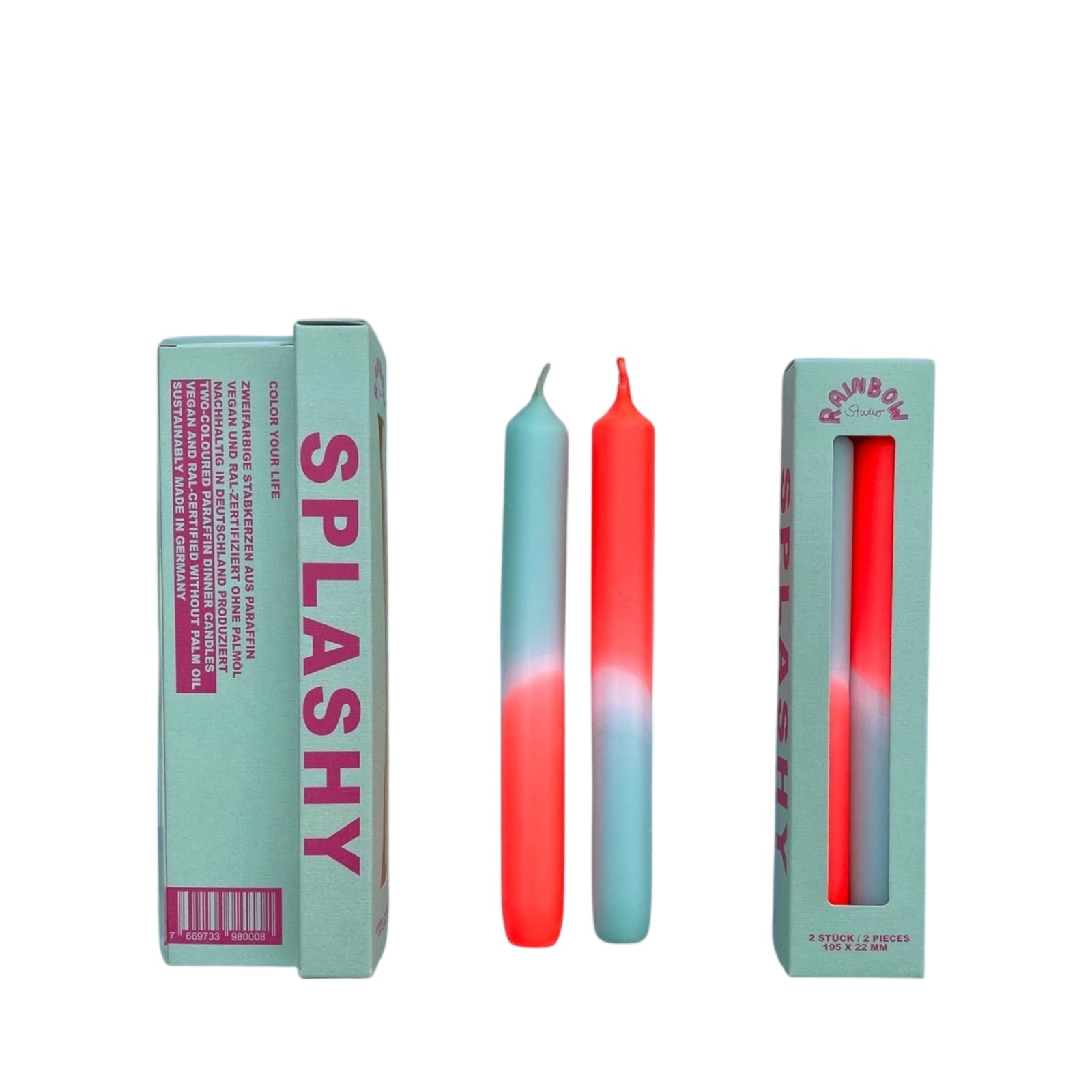 Kerzen Dip Dye RAINBOX STUDIO SPLASHY | 2-er Set