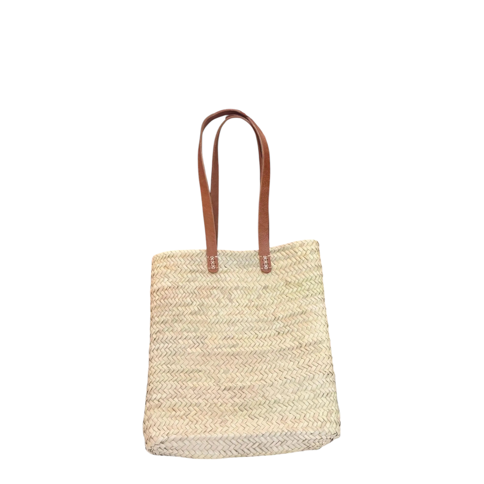 Umhängetasche aus Palmblätter | Lederhenkel