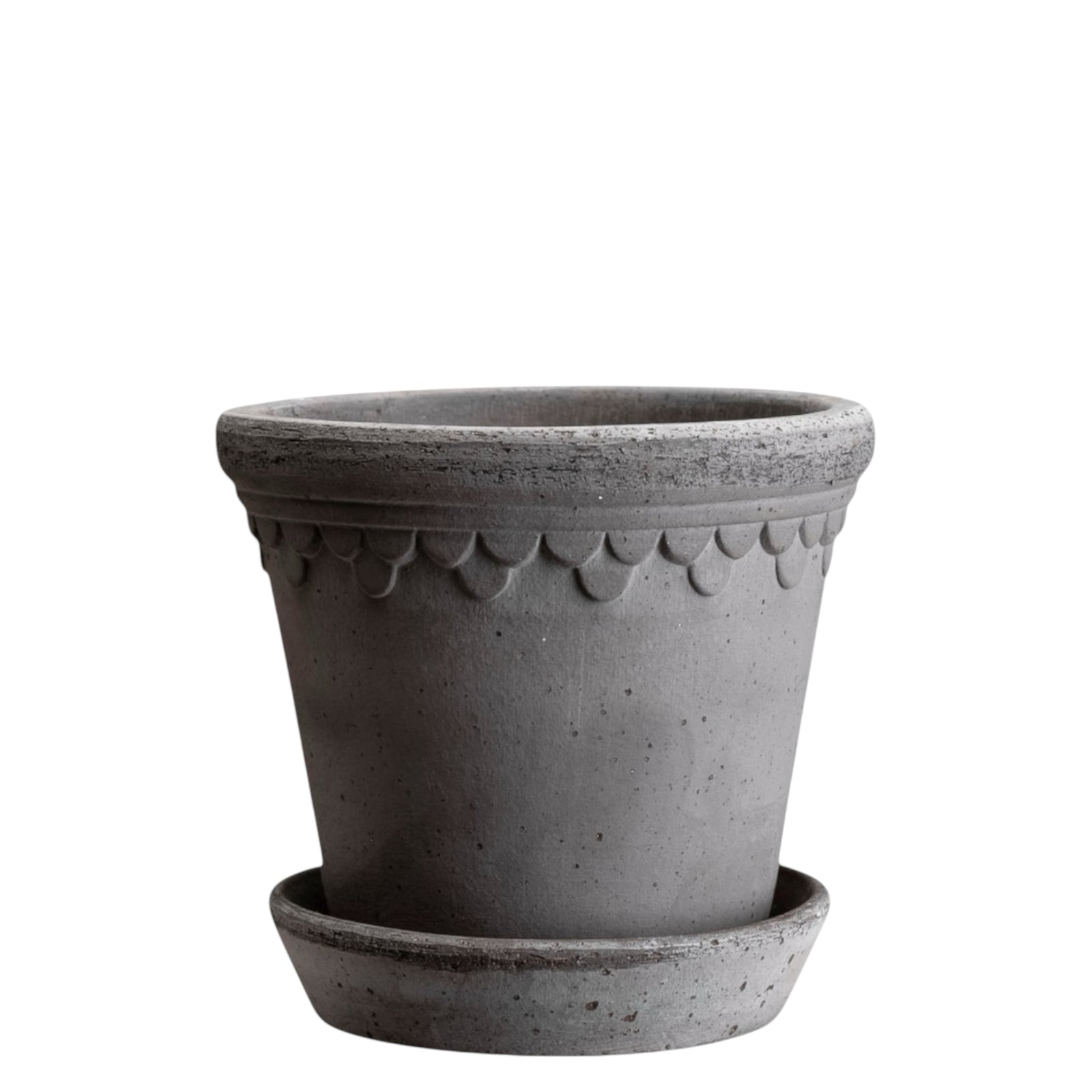 Blumentopf mit Unterteller Københavner | Grau Ø: 25 cm (Zzgl. Fragileversand)