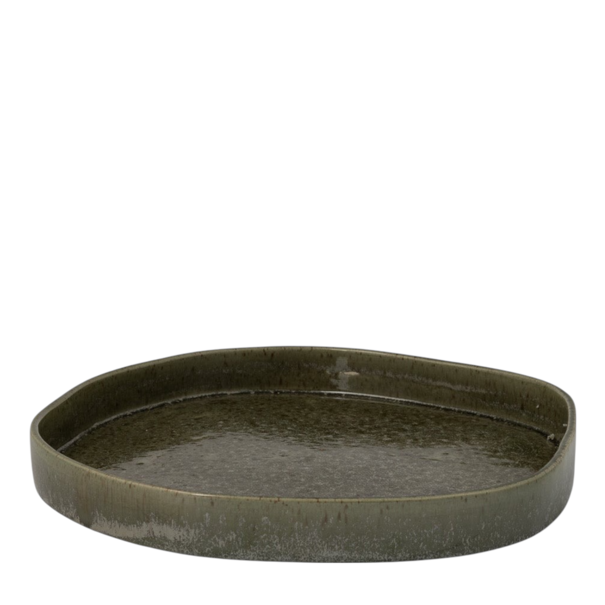 Keramik Tablett EKLIDEN | Grün Ø 31 cm