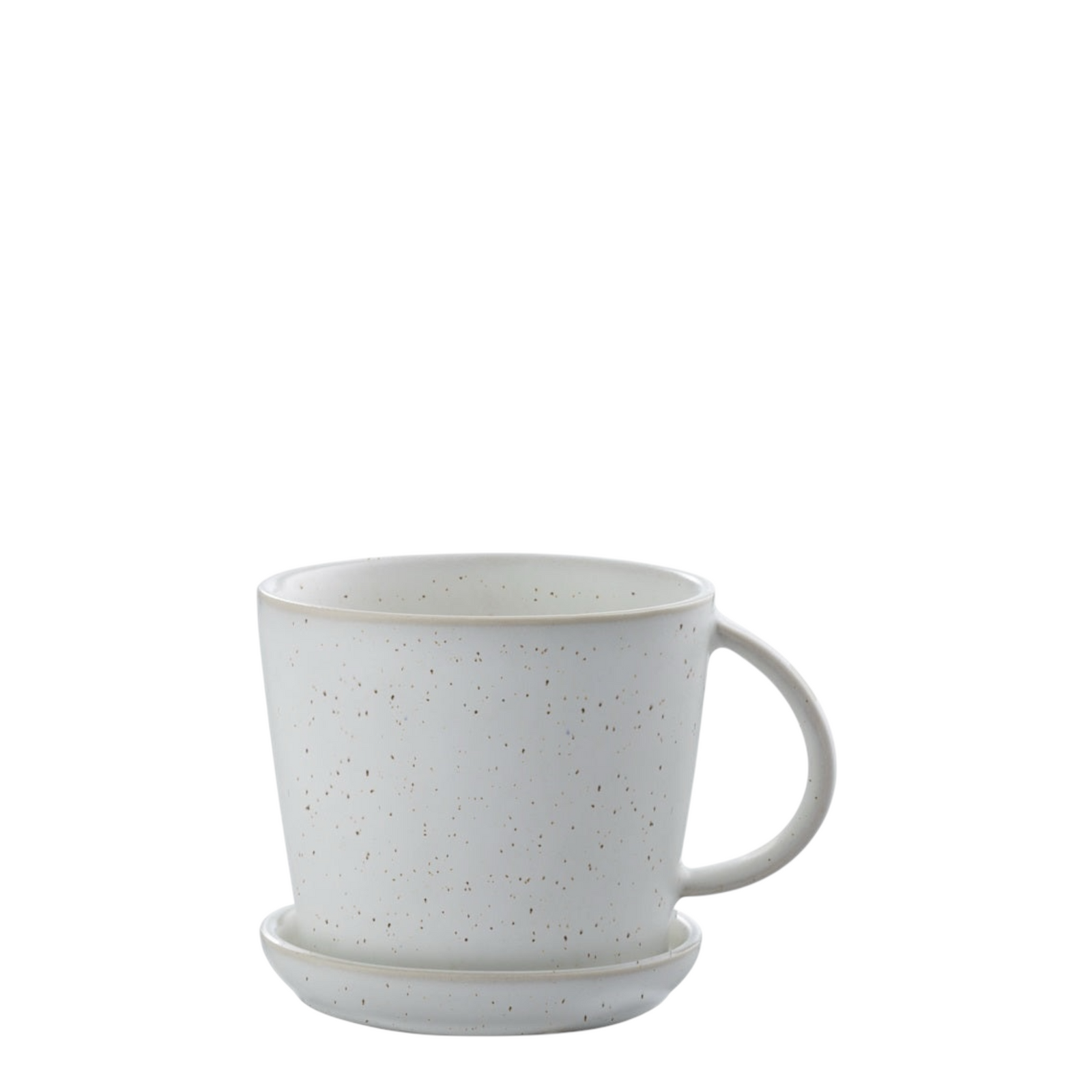 Tasse mit Untersetzer | Crèmeweiss gesprenkelt