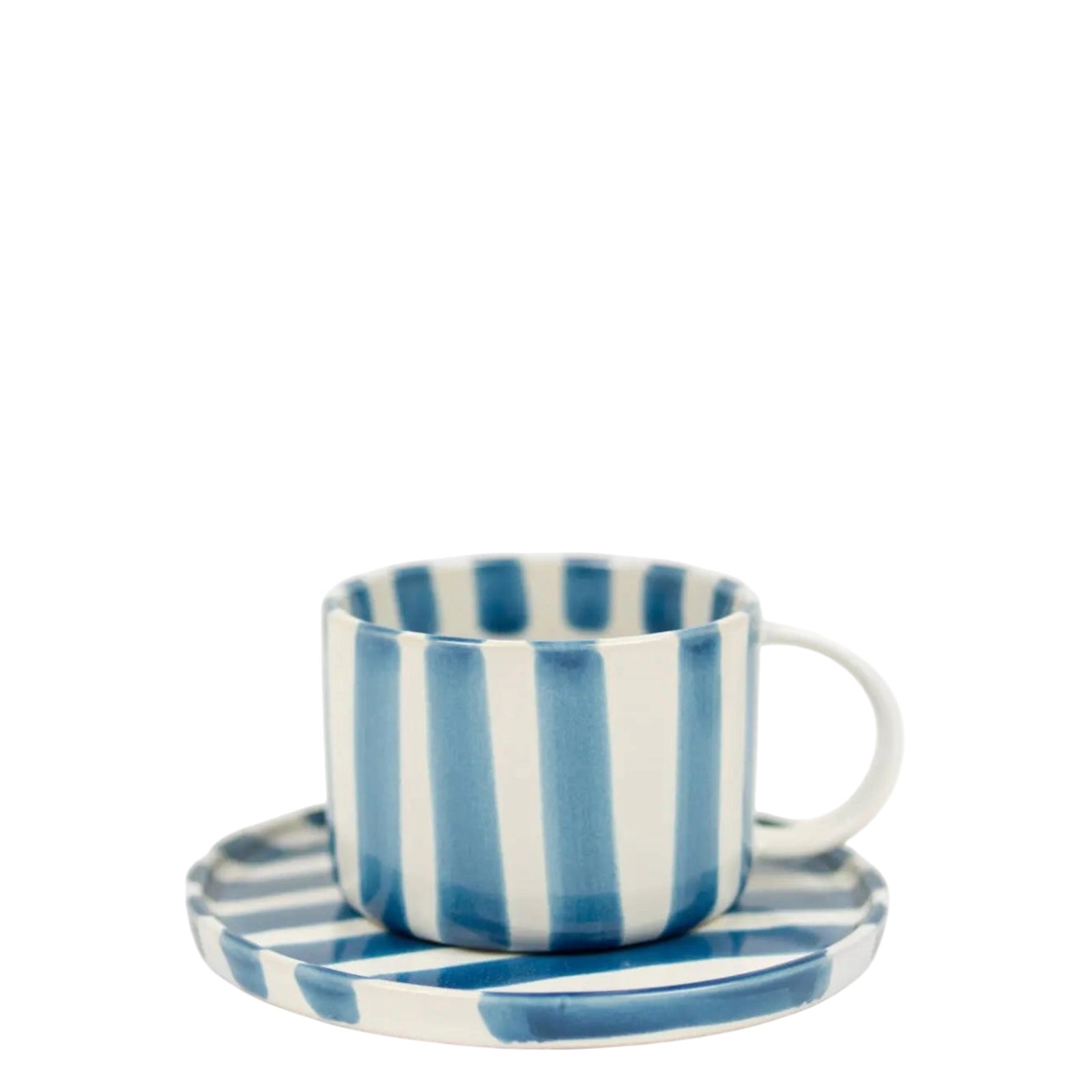 Tasse mit Unterteller MONICA | Blau / Weiss