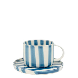 Tasse mit Unterteller MONICA | Blau / Weiss