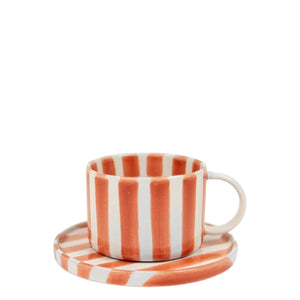 Tasse mit Unterteller MONICA | Rost / Weiss