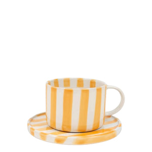 Tasse mit Unterteller MONICA | Gelb / Weiss