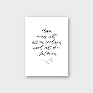 Postkarte MAN MUSS MIT ALLEM RECHNEN...