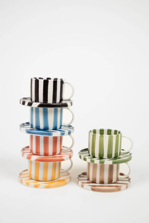 Tasse mit Unterteller MONICA | Gelb / Weiss