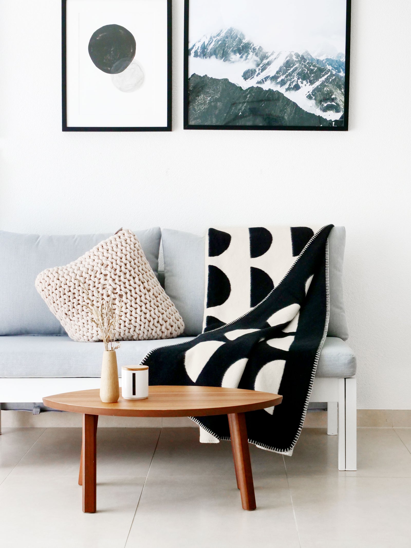 Decke JORIS | schwarz / off-white 100% Bio-Baumwolle