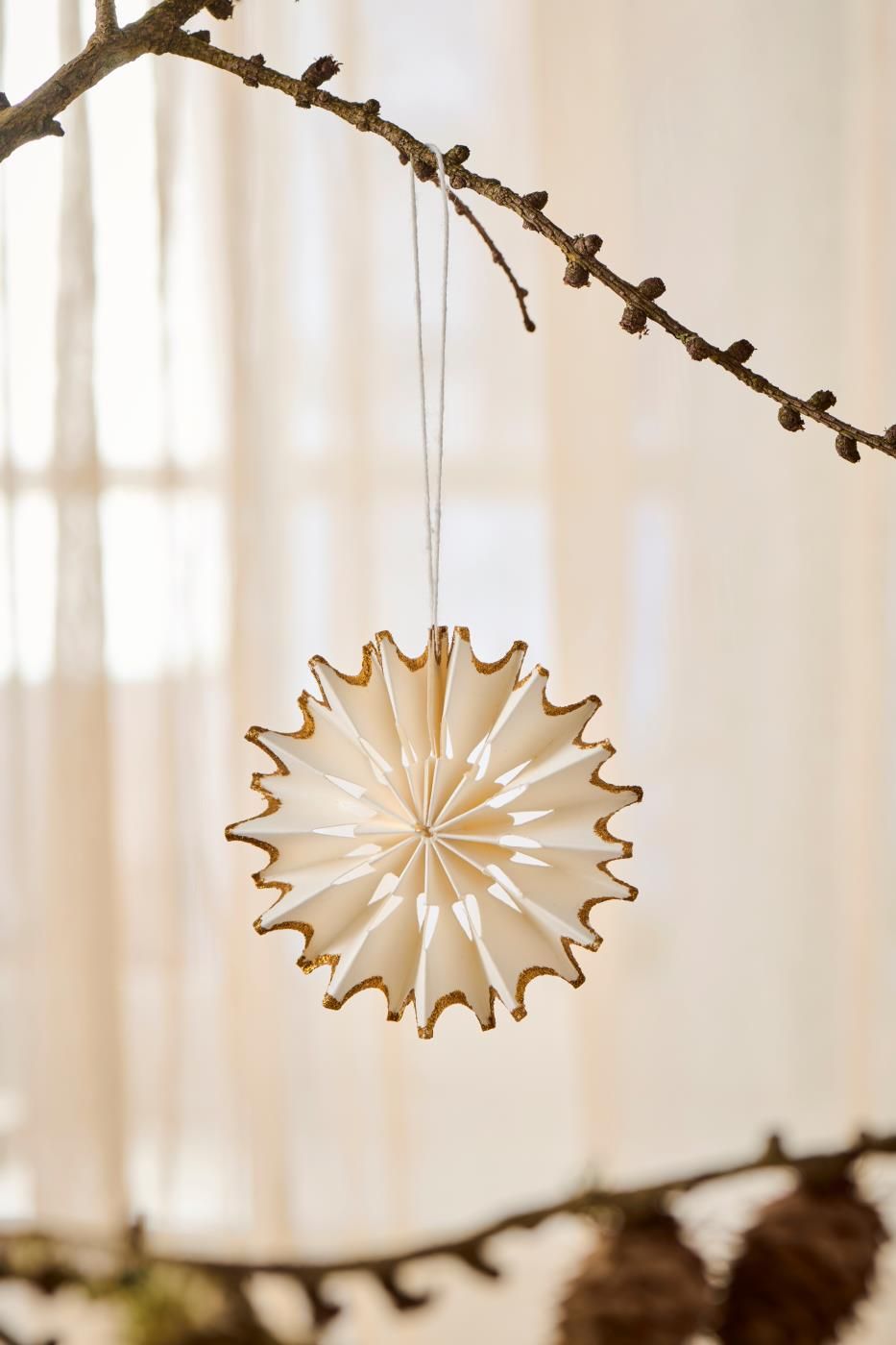 Hängedekoration Schneeflocke | Off-White - Gold