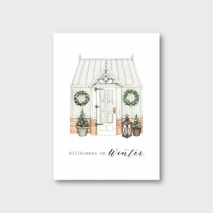 Postkarte WINTER GEWÄCHSHAUS