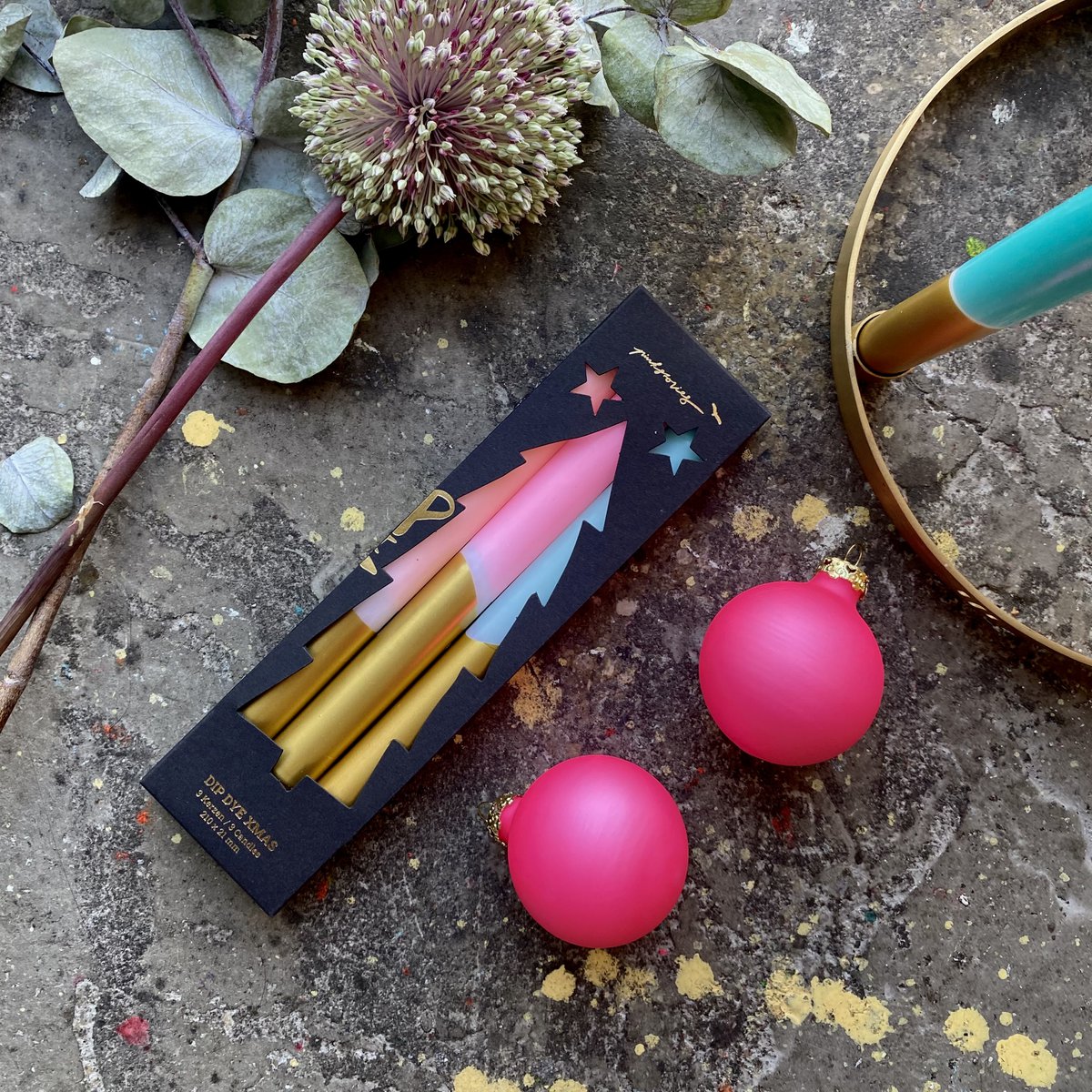 Kerzen Dip Dye X-MAS FIREWORKS | 3-er Set