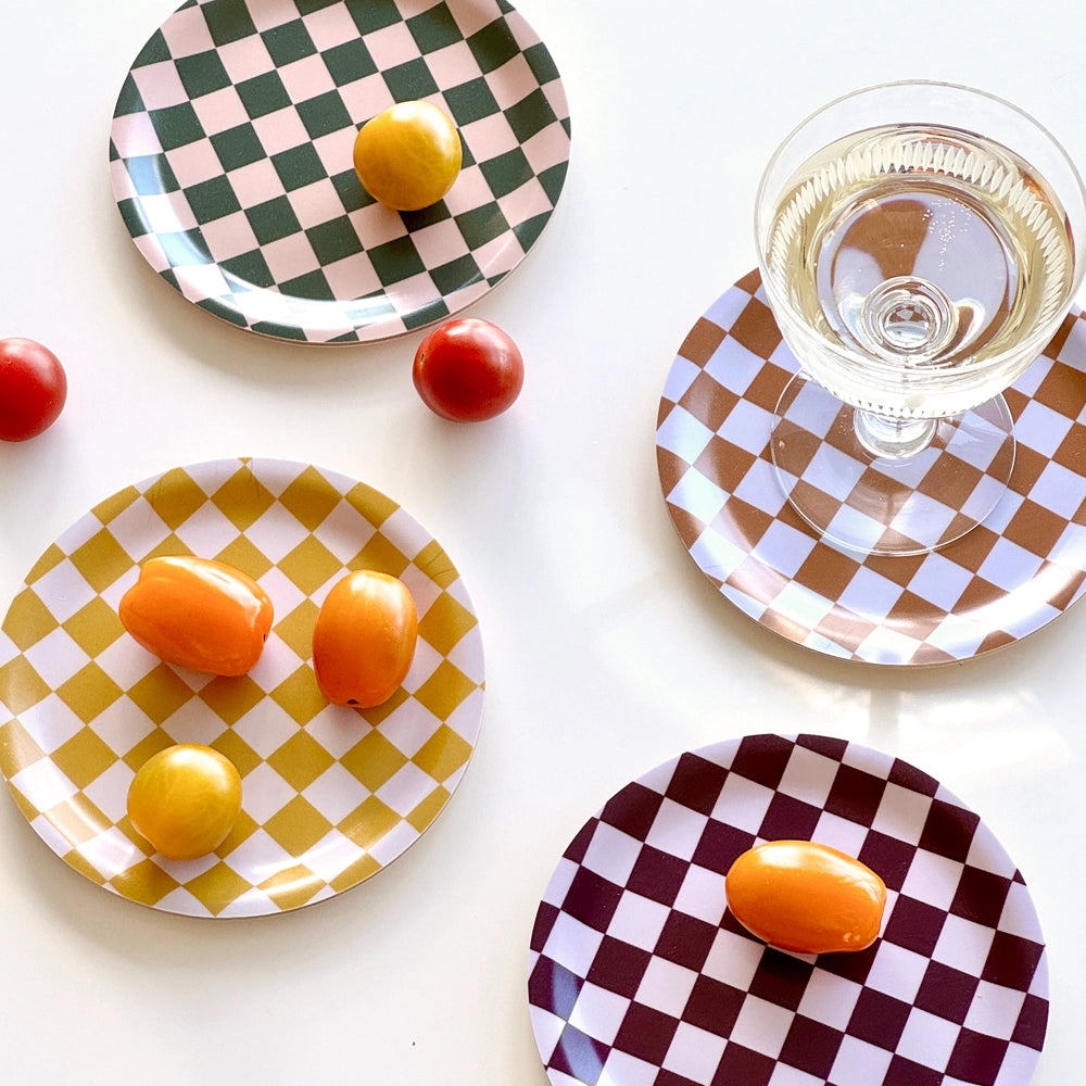 Untersetzer CHECKER - WARM MIX 4-er Set Ø: 11 cm