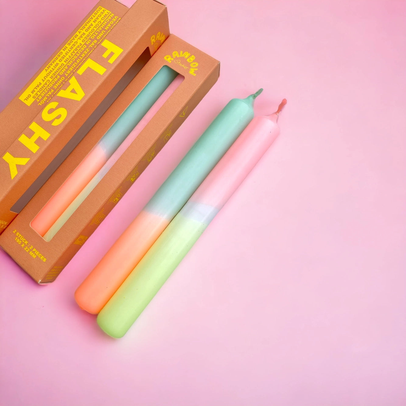 Kerzen Dip Dye RAINBOX STUDIO FLASHY | 2-er Set