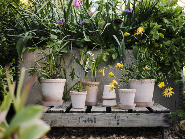 Blumentopf mit Unterteller Helena | Grau hoch Ø: 14 cm