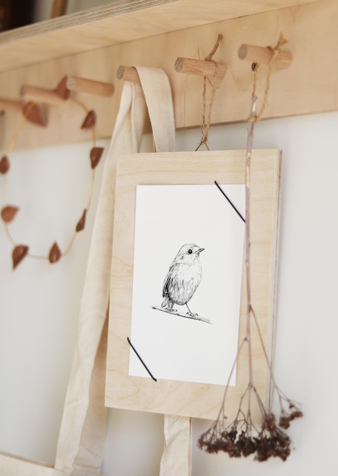 Postkarte ROBIN | Schwarz-weiss