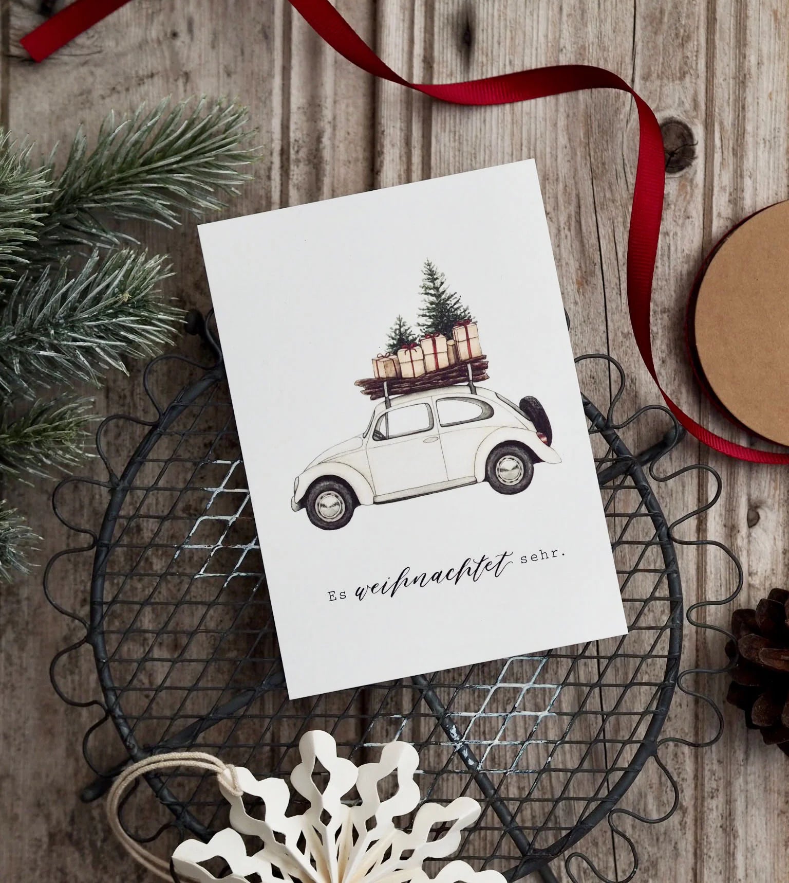 Postkarte WEIHNACHTSAUTO