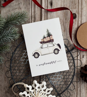 Postkarte WEIHNACHTSAUTO