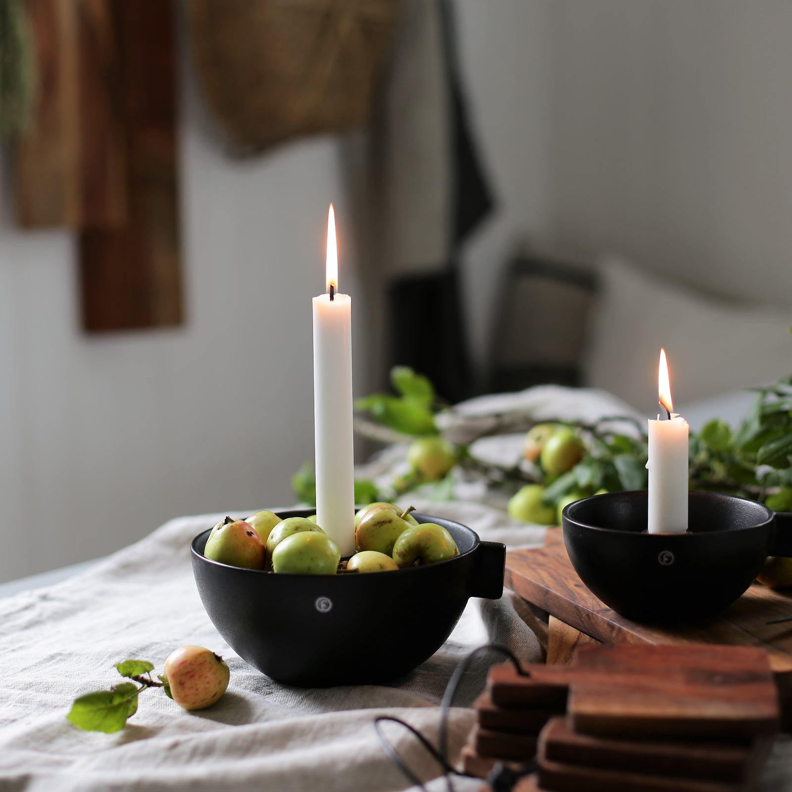 Kerzenhalter mit Griff | Schwarz Ø: 12 cm