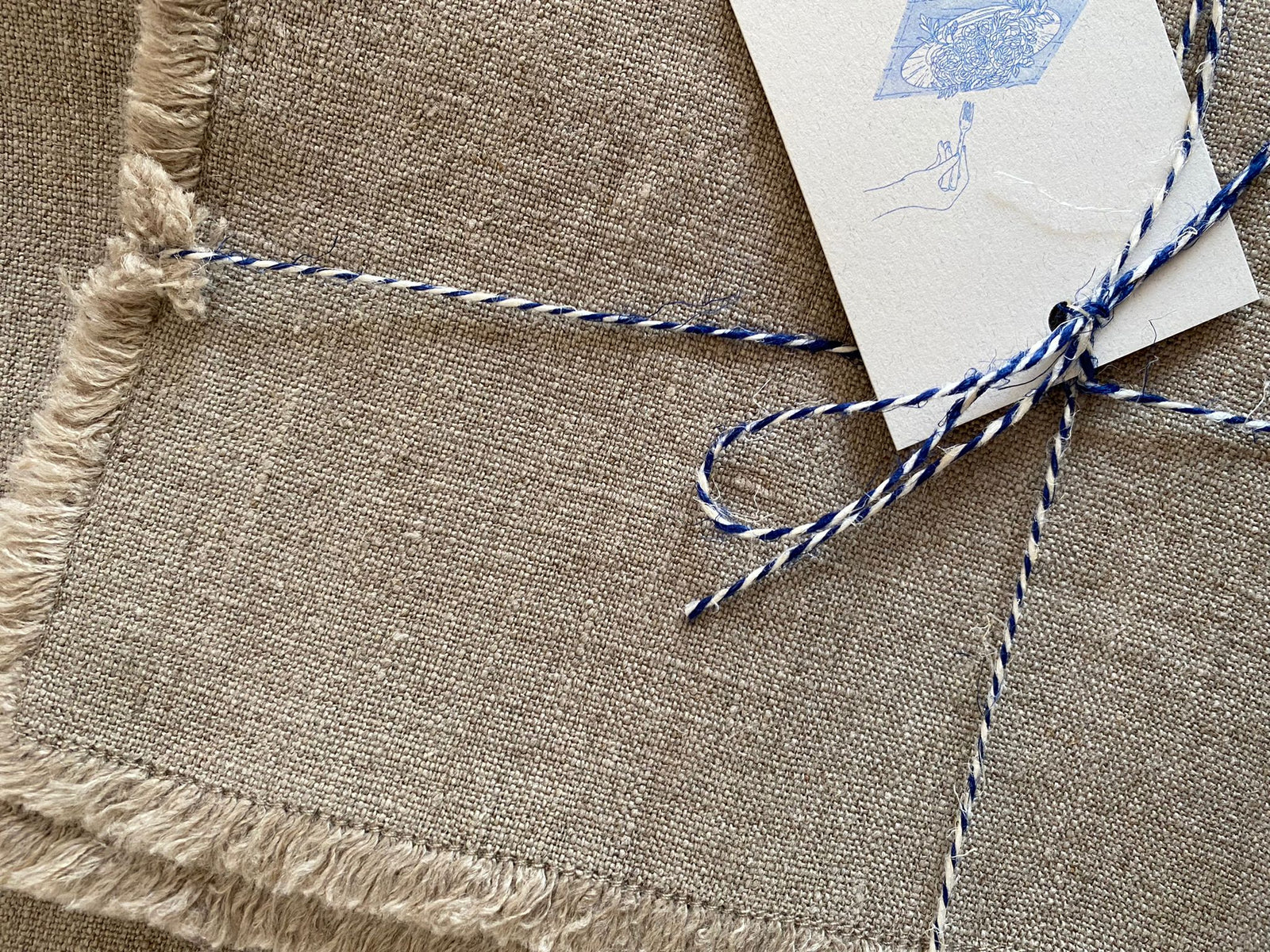 Tischläufer NATURAL | Leinen mit Fransen